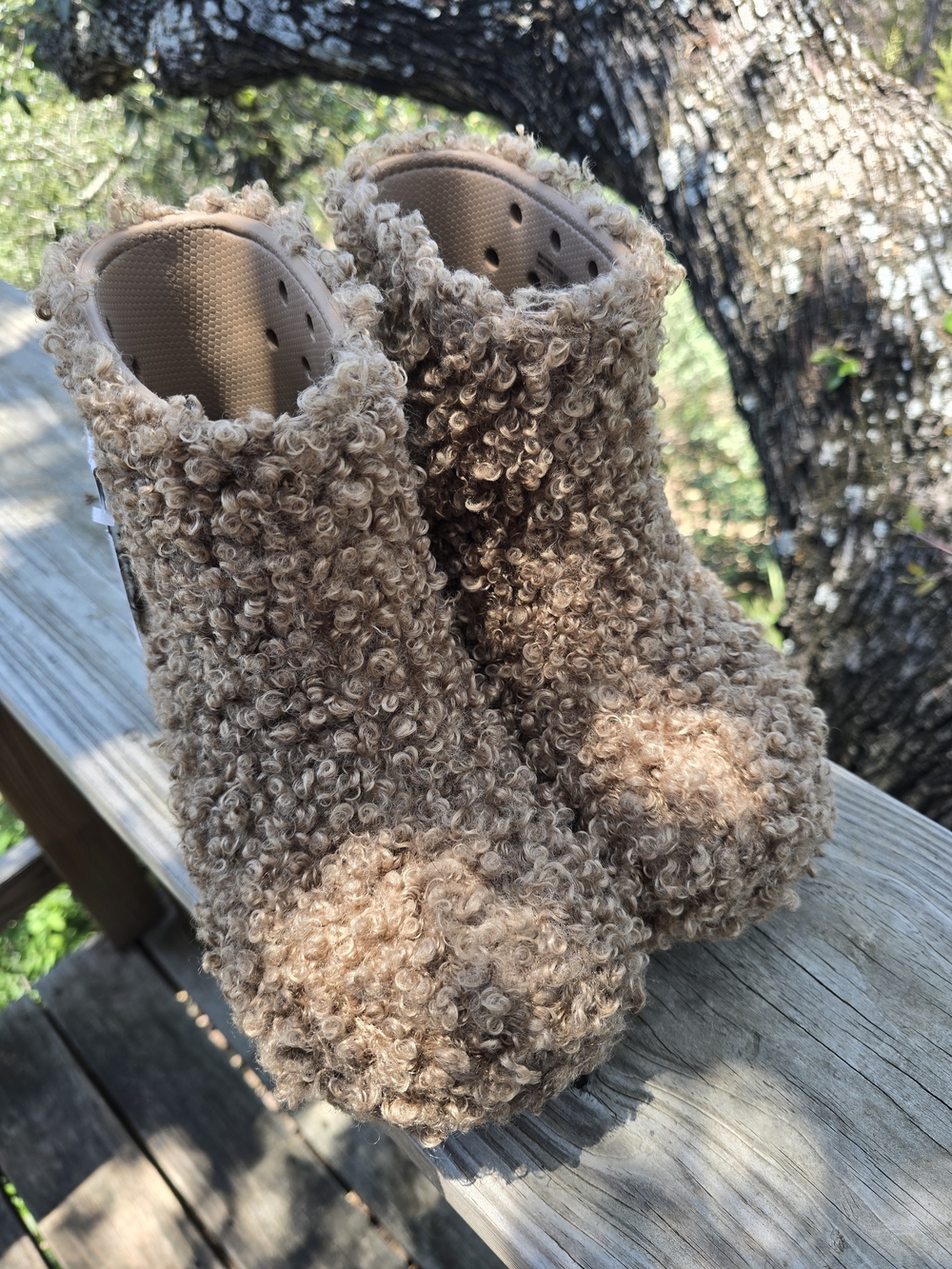 Crocs Crush Doodle Brown Fur Boot Slippers Mens 7/Womens 9 210757-2EY